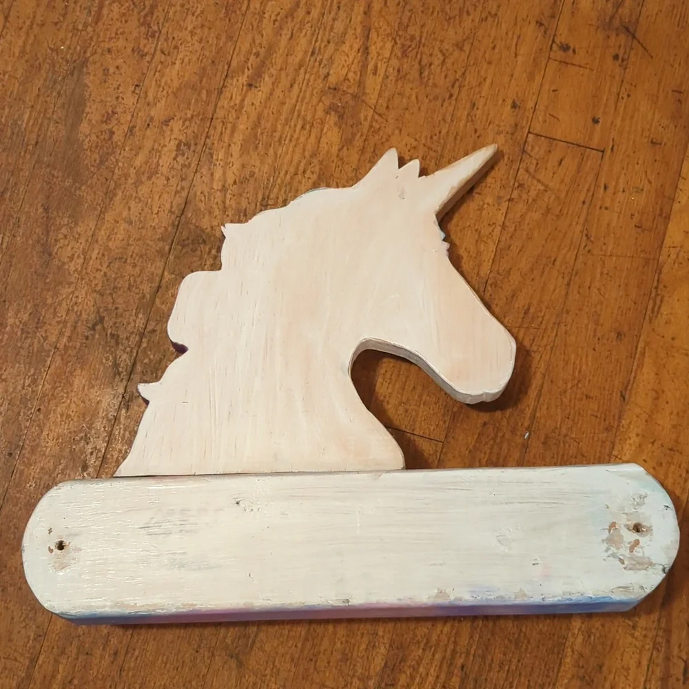 Handmade Wood Unicorn 3 Peg Wall Rack